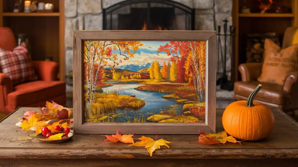 autumn artwork wooden frames