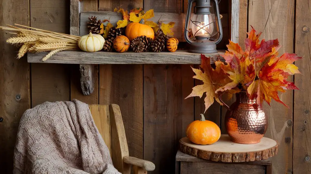 autumn decor with reclaimed wood