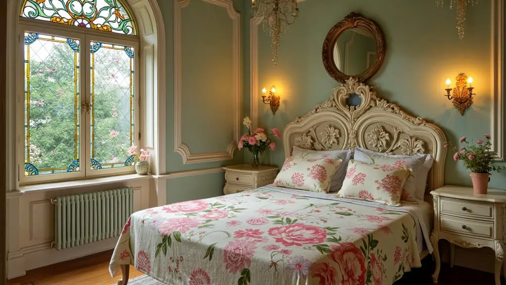 bedding with floral designs