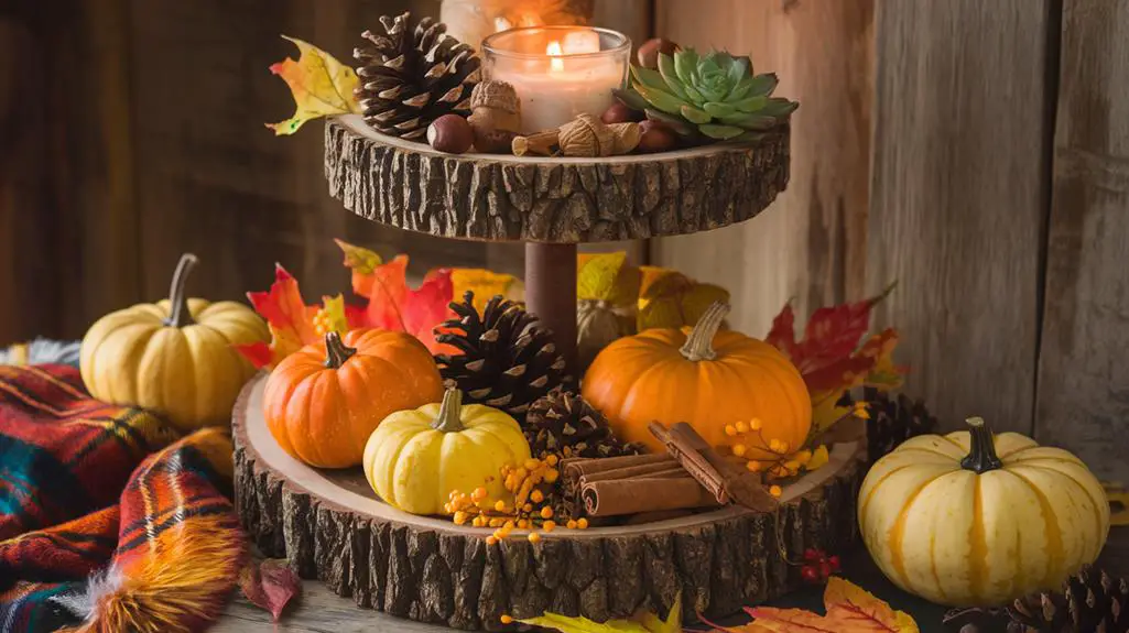 fall 3 tier tray decor
