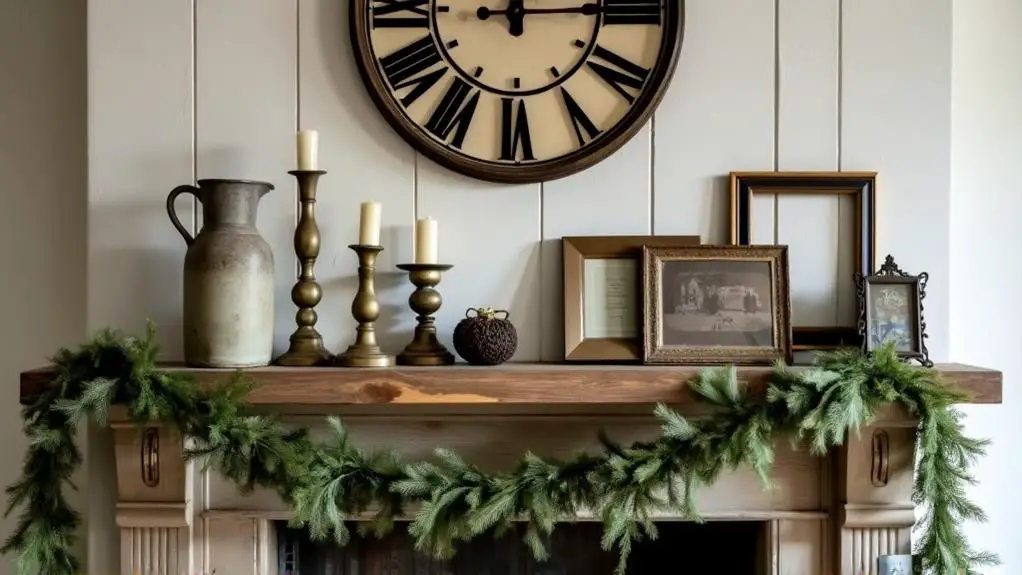 seasonal farmhouse mantel decor