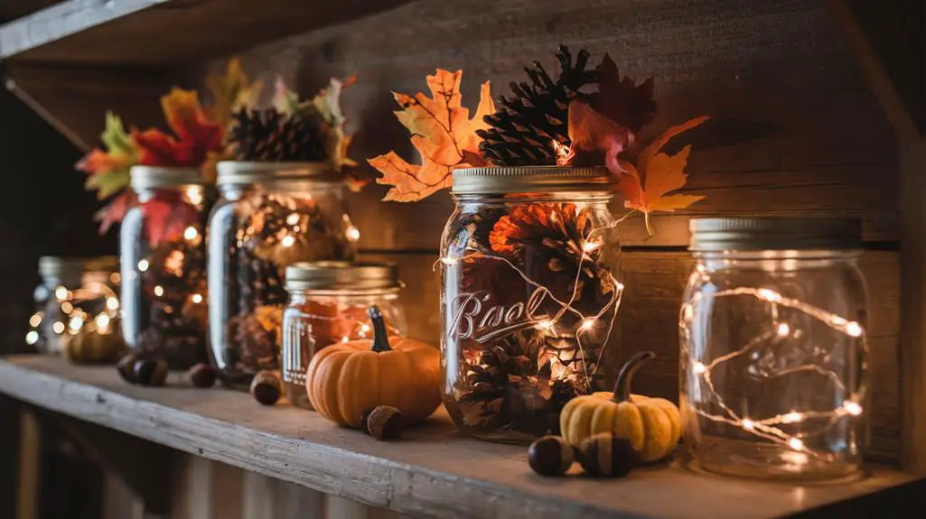 showcasing autumn jar crafts