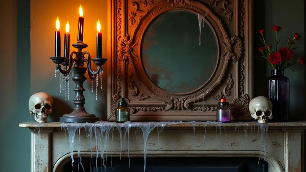 spooky decorative shelf arrangements