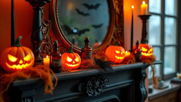 spooky halloween mantel styling