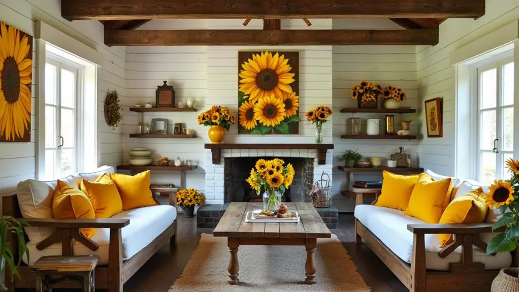 sunflower themed farmhouse decor designs
