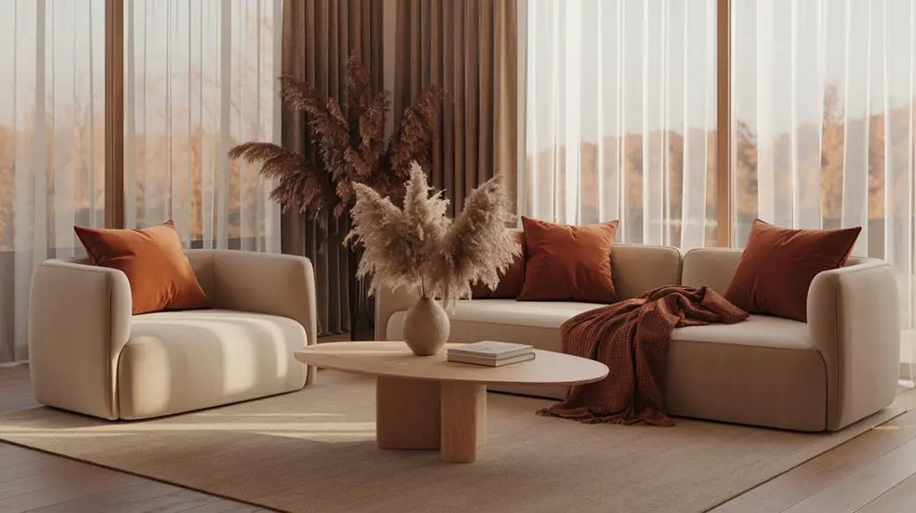 warm neutrals and earthy tones