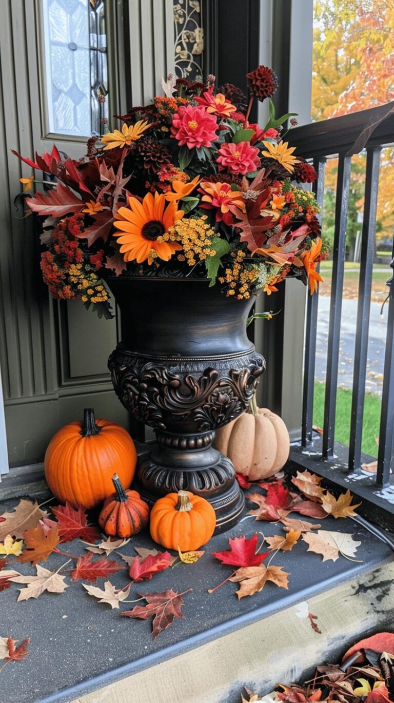 Elegant Fall Urn Arrangements for Your Porch
